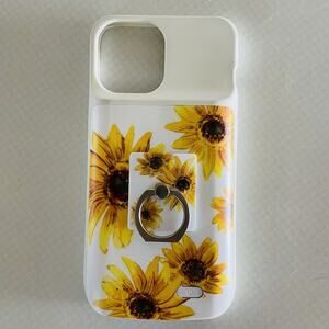 EUC Casely iPhone 12 Pro Max Battery Power Bank Charging Case W/Ring Sunflowers